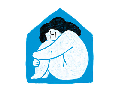 Stay Home, Stay Safe Illustration blue coronavirus covid19 cozy drawing happiness home house hug illustration stay home stay safe