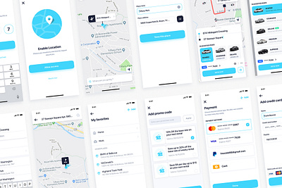 Car Booking & Sharing App app app ui booking bundle delivery flat grab interface ios map tracking material mobile on demand ordering sharing taxi ui uber ui ui kit