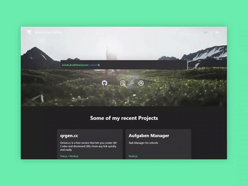 Landing Page of my Portfolio Website landingpage portfolio ubuntu