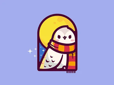 Hedwig 🦉❄️ animal bird logo branding character smile love cute fanart geometric cute harry hogwarts school wizard icon identity illustration logo logo icon mascot pet white owl hedwig harry potter potter magic movie