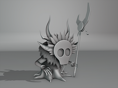 The Tiki Shaman - WIP 3d illustration 3d modelling b3d blender3d illustration nepal shaman skulls staff stylustechnology tiki shaman