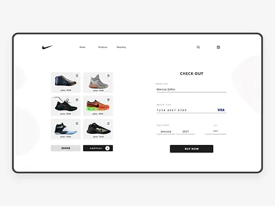 Nike Checkout page 2020 black black white button checkout checkout form checkout page click home nike shoe ui ui design uidesign visa