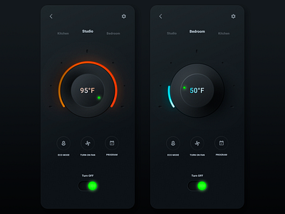 Neumorphism - Smart Home App app clean ui cooling heating home minimal mobile mobile ui neumorphic neumorphism round shadow skeuomorphic smart smarthome soft softui ui