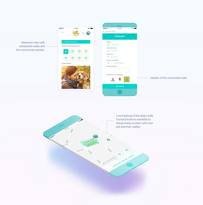 Petty - Dog walker app II app app design application design design dogs interface design maps mobile app pet care pets tracking app ui