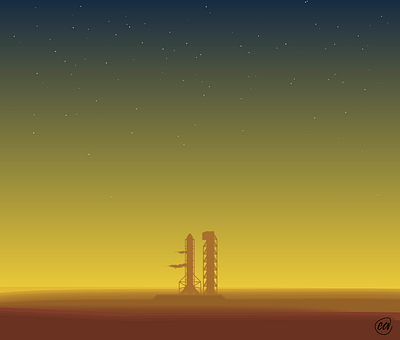 SpaceX design illustration launch rocket space spacex sunset vector