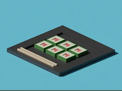 sushi illustration beginner blender illustration plate sushi