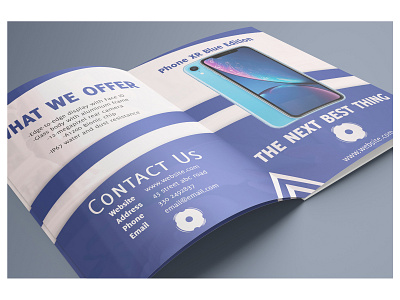 Bi Fold Brochure Design adobe illustrator adobe photoshop advert advertisment art blue blue and white branding brochure brochure design brochure mockup design phone