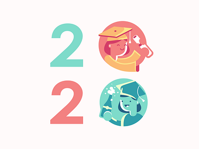 Class of 2020 champagne diploma flat design graduate graduation icon illustration