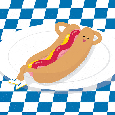 Bunning around hotdog illustration vector