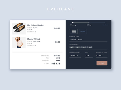 DailyUI 002 | checkout blue checkout clothing dailyui everlane shopping