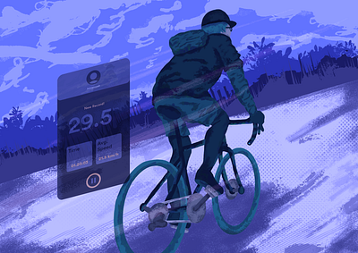 Midnight Cycling activity bicycle bike characters concept cycling drawing illustration interface landscape navigation outdoor people the app touring