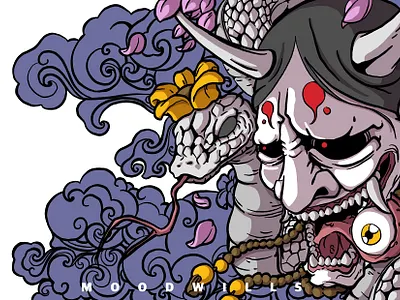 Hannya mask character illustration creative drawing and painting illustrating illustration illustration art illustrator
