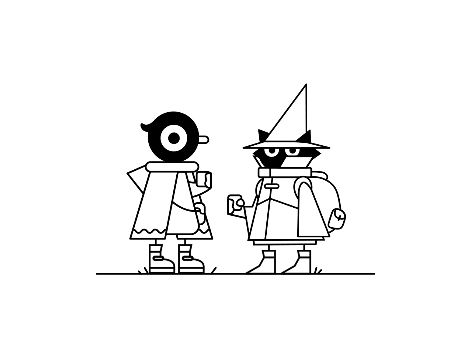 You drank too much! 2d adobe adventure after effect animated gif animation bird black cats cel character cute drink fantasy flat frame by frame gif minimalis simple white