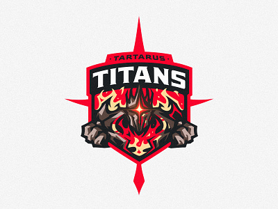 Tartarus Titans badge branding fire graphic design icon identity illustration logo logotype mascot monster rock sports titan titans
