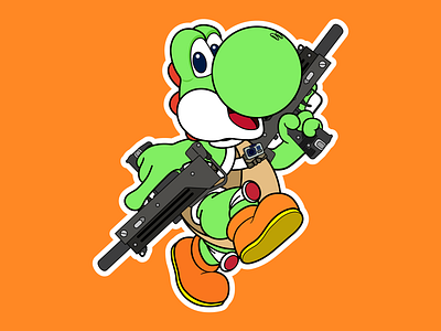 Yoshi Airsoft adobe illustrator design fiverr illustration nintendo vector videogame videogames work