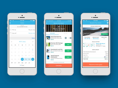 Ski rental app app design ui ux