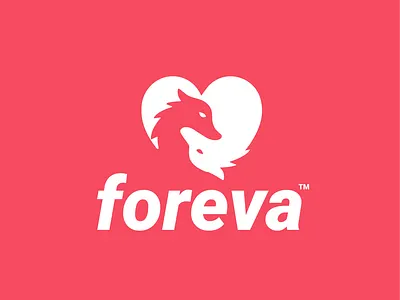 foreva animal clever couple creative dating design heart logo love minimal negativespace simple wolf