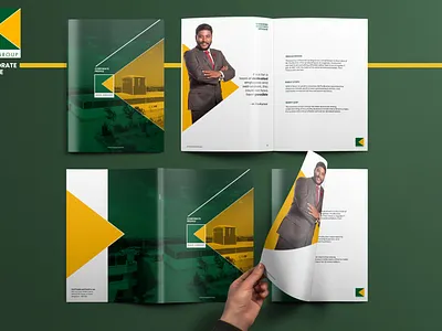 Corporate profile branding brochure design geometric design layout shapes typography