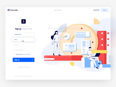 Sign Up page for SaaS (affiliate networks) adaptive affiliate affiliate marketing blue finance illustration login marketing network register sign in sign up ui ux web white