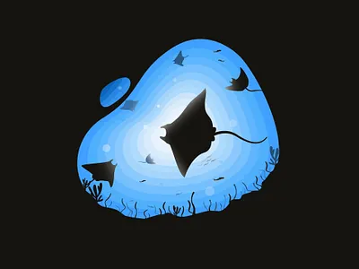 stingrays illustration monochrome negative negativespace seaworld stingray undersea underwater vector