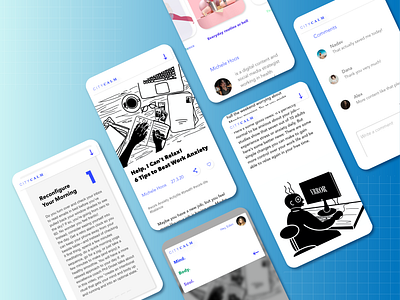 CityCalm app branding calm clean design elevation magazine minimal mobile relax shadow ui ux work