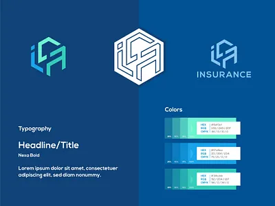 ICA Insurance blues branding creative design ica icon initials initials logo insurance logo minimal minimalist moodboard symbol typography vector