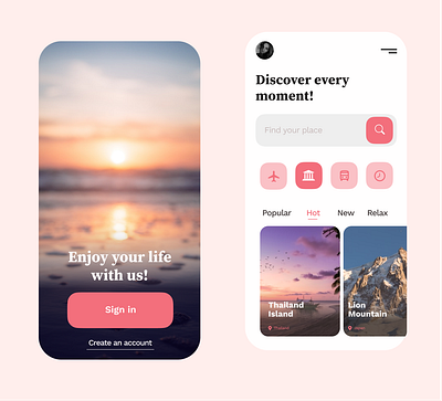 Travel App adventure app application figma mobile app mobile design tourist trip ui ux