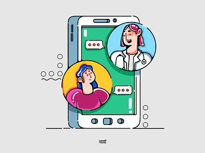 The doctor is always with you 2d 3d app branding character color doctor doctor app doodle flat illustration ui ux vector web