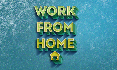 Work from home 3d icon illustration logo typogaphy ux