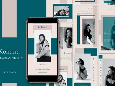 Kohana - Instagram Templates banner blog blue and beige branding canva canva template design instagram instagram stories instagram template minimal minimalism photoshop simple social media stories story template