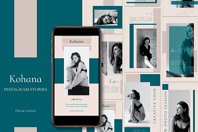 Kohana - Instagram Templates banner blog blue and beige branding canva canva template design instagram instagram stories instagram template minimal minimalism photoshop simple social media stories story template