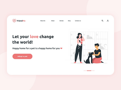 Friend Me adoption app design colors explore follow freelancer graphic design hero icons like petwebsite share softcolors ui ui design ui designer uiux web design website