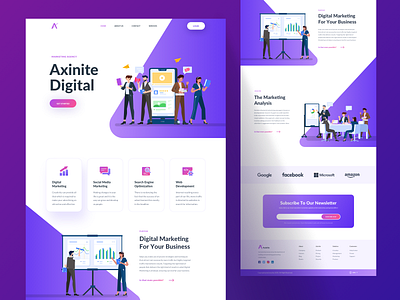 Axinite Digital app character design hero illustration illustration kit landing landing page ui vector web web design website