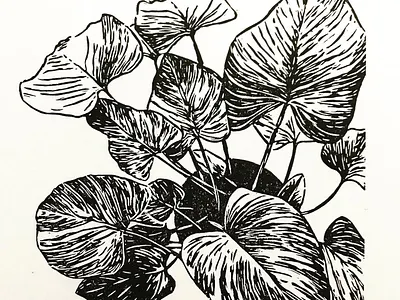 Emerald Gem linocut print indoor plant linocut print printmaking