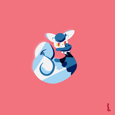 Meowstic art blue clean design flat illustration illustrator logo meowstic minimal pink pokemon vector