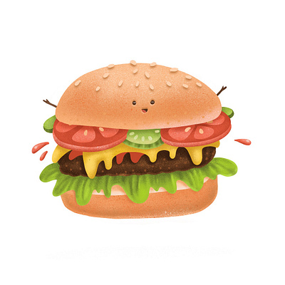 Burger character adobe baby burger characters child childhood cute design fastfood flatdesign food hand drawn illustration illustration art kawaii procreate