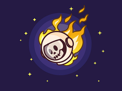 major tom coming home astronaut cartoon design falcon flat icon illustration illustrator linear logo skull space vector vectorart