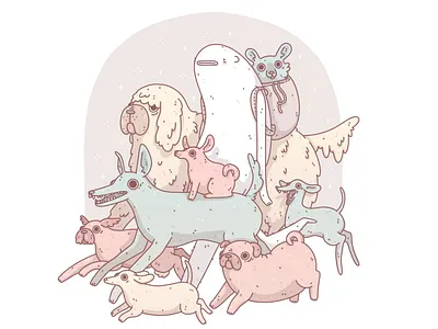 Dogwalker 2d animal artwork cartoon character commission creative cute design digital digital art digital illustrator illustration krita