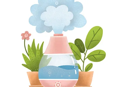 Humidifier design flatdesign home humidifier illustration plant procreate steam technical texture textured