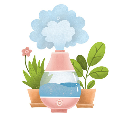 Humidifier design flatdesign home humidifier illustration plant procreate steam technical texture textured