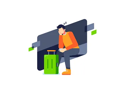 No Trips Empty State Illustrations custom illustration design empty states error screen green illustration mobile app orange sleepy ui ux vector waiting