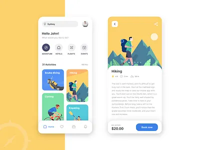 TRAVEL APP activities adobexd adventure booking app design hotel tourism travel ui ux
