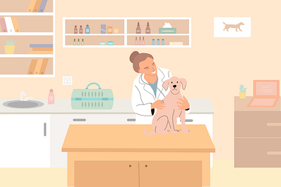 Veterinarian treats a pet. Veterinary clinic, health service or character design design illustration illustrator pet treats vector vectorart veterinarian veterinary clinic