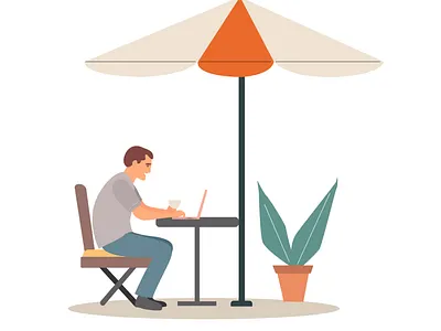 Freelancer young man working outside the home design freelance freelancer illustration illustrator vector vectorart