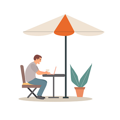 Freelancer young man working outside the home design freelance freelancer illustration illustrator vector vectorart