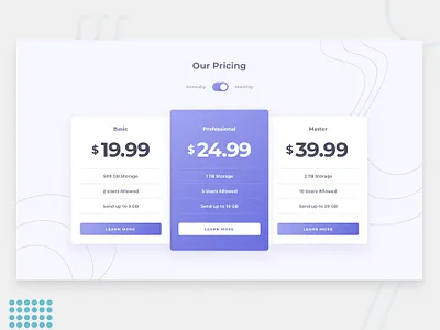 Pricing component with toggle css3 flexbox front end development html5 javascript webdesign
