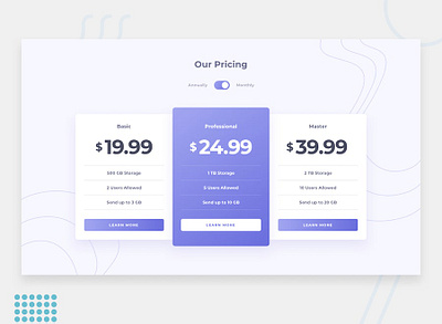 Pricing component with toggle css3 flexbox front end development html5 javascript webdesign