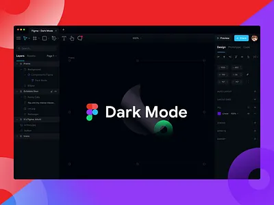 Free | Figma App - Dark Mode animation app clean dark mode dark ui figma flat free freebie gradients minimal simple tool ui uidesign ux web