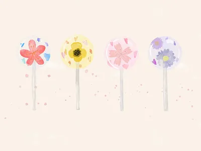 Floral Lollipops drawing illustraion procreate