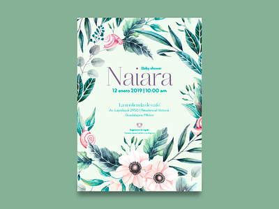 Naiara Invitation anemone babyshower floral floralprint illustration invitation card invitation design invitation set painting snail watercolor